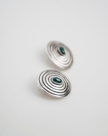 Pendiente Plata Oval Espiral Cierre Clip