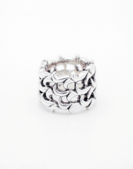 Anillo Plata Espino Tres Filas