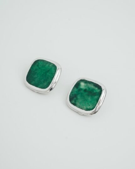 Pendiente Plata Cuadrado Jade