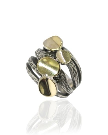 Anillo plata y oro Círculos