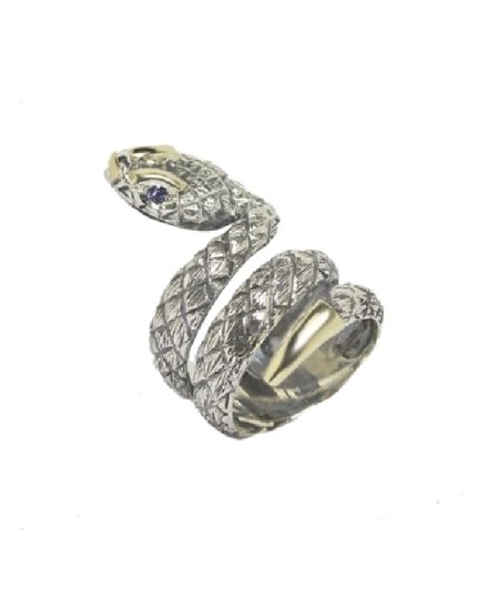 Anillo plata y oro serpiente