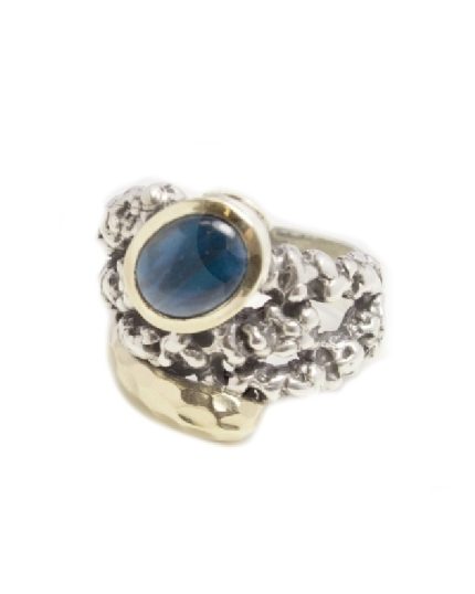 Anillo plata oro y apatito oval