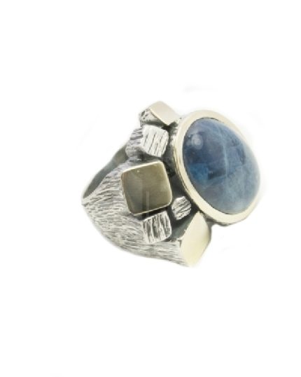 Anillo de plata oro y apatito