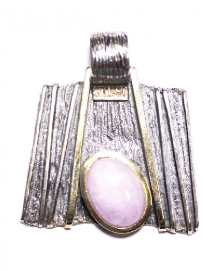Colgante plata oro y kunzita