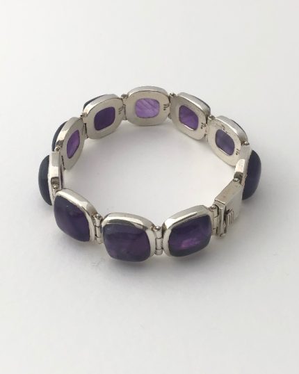 Pulsera plata cuadrados amatista
