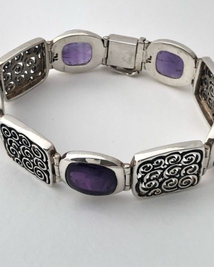 Pulsera plata y amatista Rizos