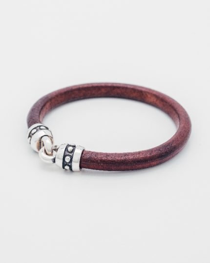 Pulsera plata y cuero Perpendicular