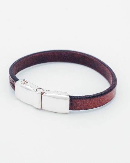 Pulsera plata y cuero Rótula