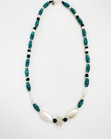 Collar plata y Murano turquesa