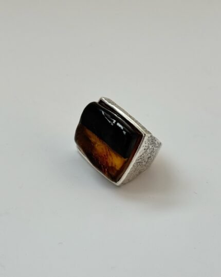 Anillo plata y ámbar doble