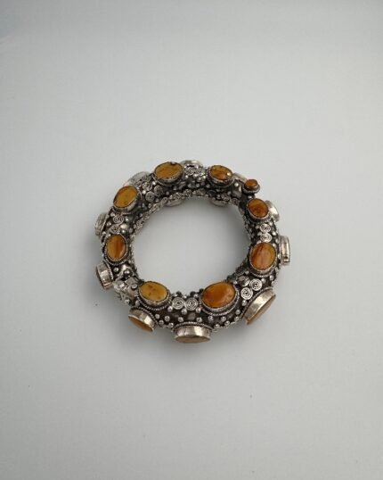 Pulsera étnica plata y Ámbar