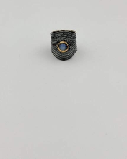 Anillo plata y oro Kenia abierto