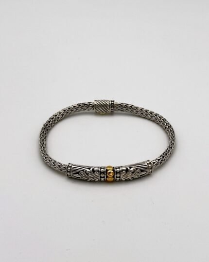 Pulsera plata cordón dorado