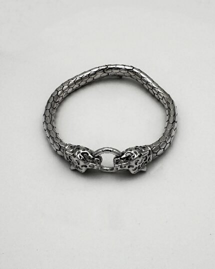 Pulsera plata cabezas Jaguar