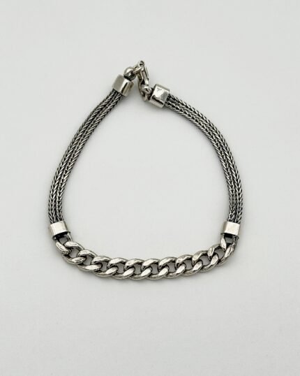 Pulsera plata cordón y cadena