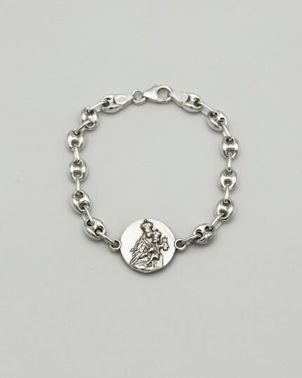 Pulsera plata Escapulario grande