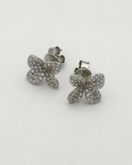 Pendiente plata y circonita Flor