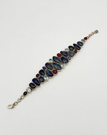 Pulsera plata Mosaico Azul
