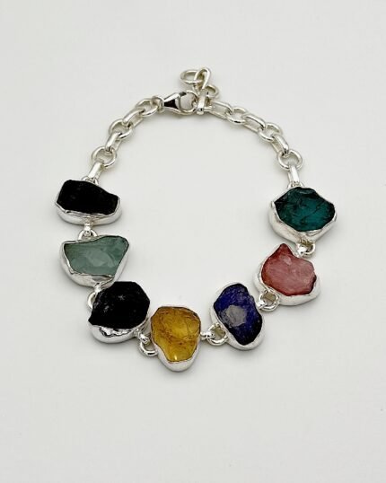 Pulsera plata y piedras semipreciosas