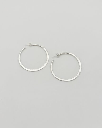 Pendiente aro plata mate