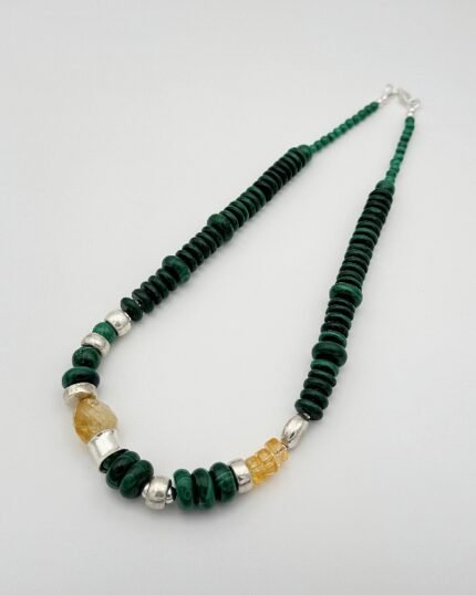 Collar plata y Malaquita