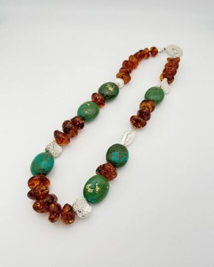 Collar plata Turquesa y Ámbar