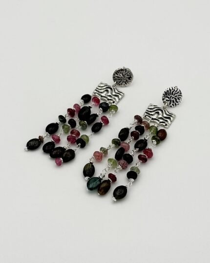 Pendiente plata y Turmalina Stria