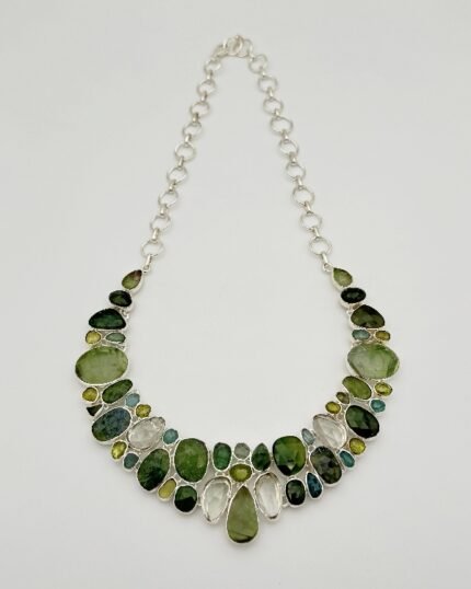 Gargantilla plata Mosaico Verde