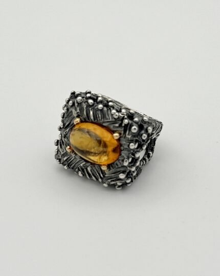 Anillo plata y oro Sello Flor