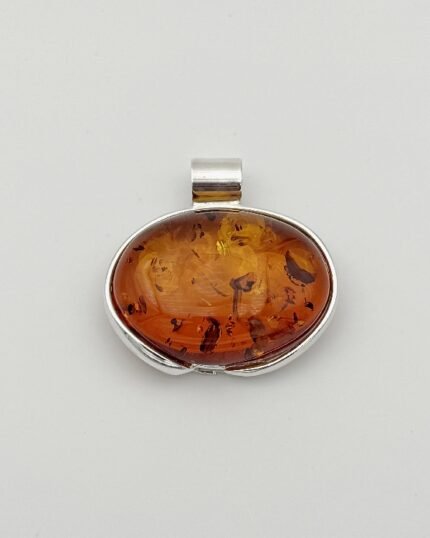 Colgante plata y Ámbar oval