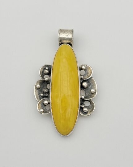 Colgante plata y Ámbar Flores