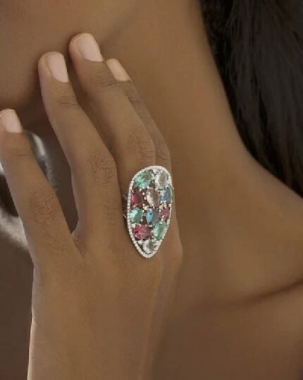 Anillo plata y Circonitas Color