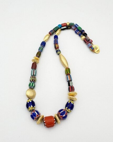 Collar plata dorada y Murano Horus